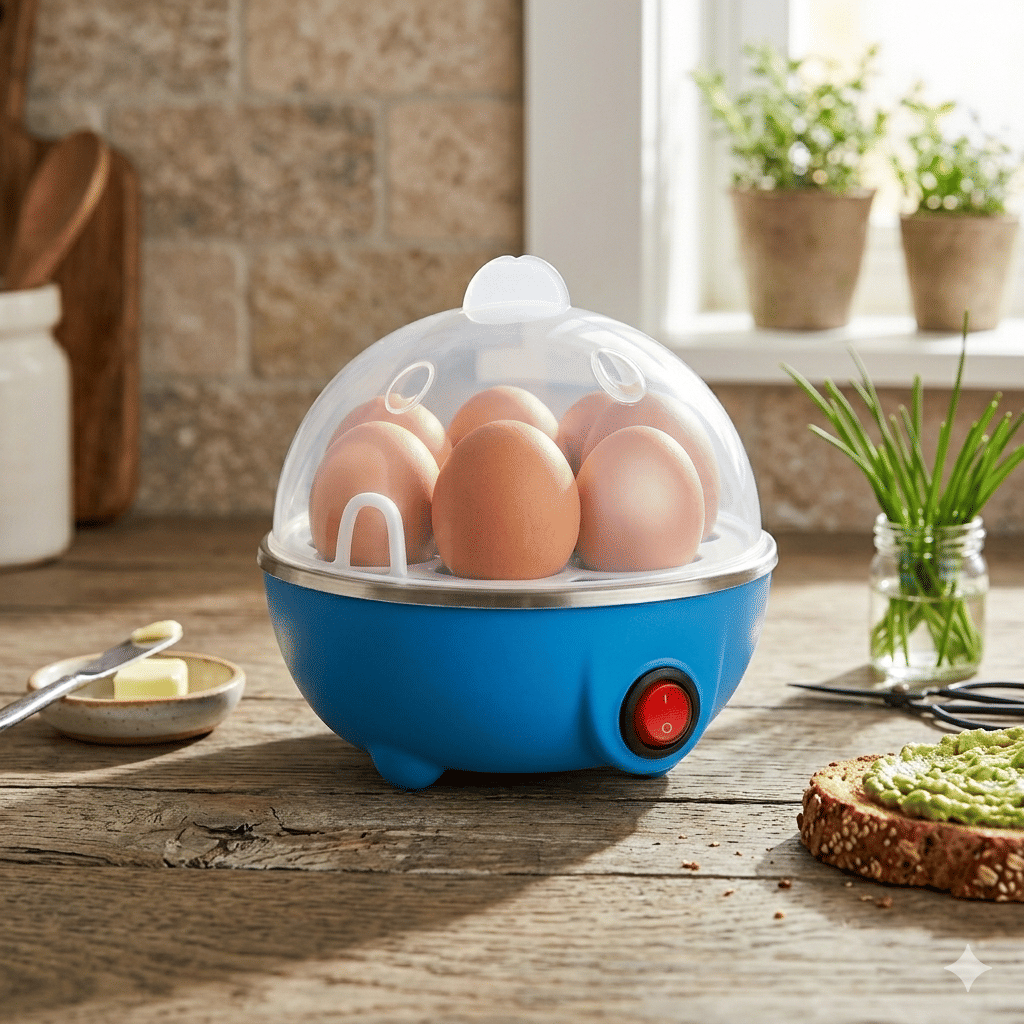 Electric Egg Boiler, Egg Poacher for Steaming, Cooking, Boiling & Frying, Egg Cooker (Blue, Multicolor, 7 Eggs)