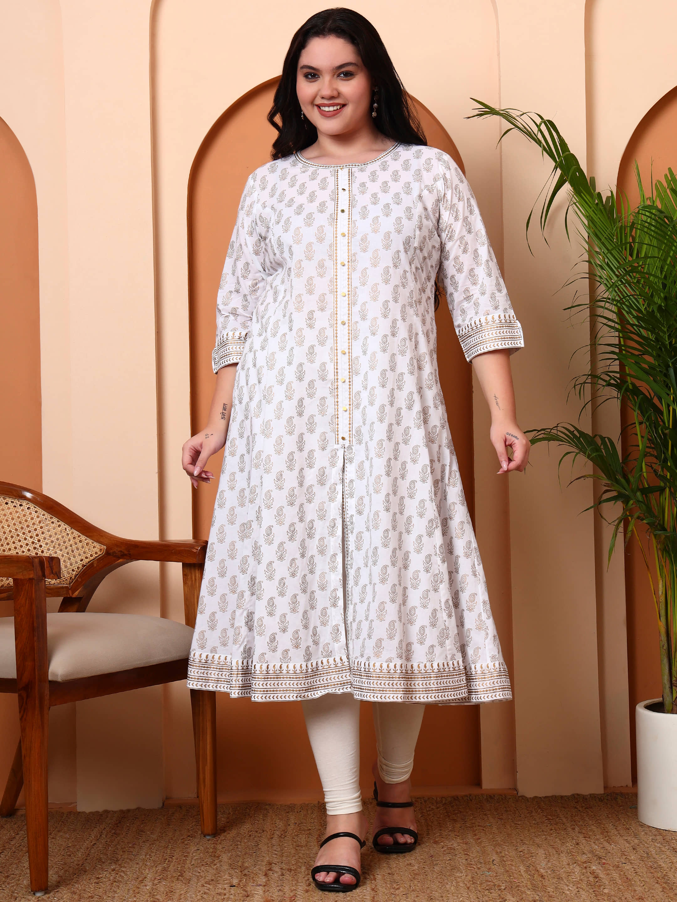 Yash Gallery Women Cotton Printed A-line Kurti ( Off White ) - Kurtis, Tunics | Buy online on ZillyBuy