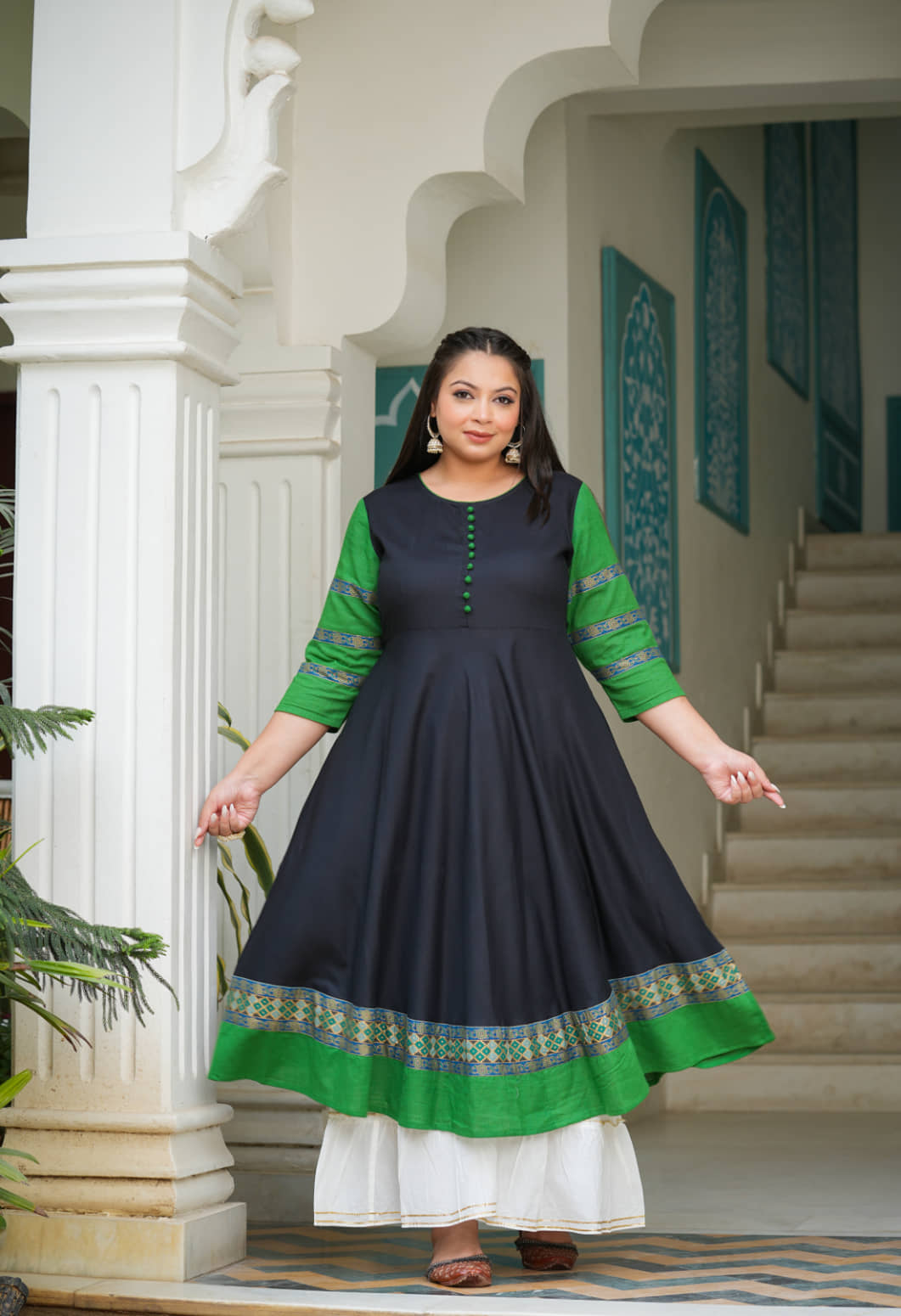 Yash Gallery Women Rayon Solid Anarkali Kurti ( Black ) - Kurtis, Tunics | Buy online on ZillyBuy