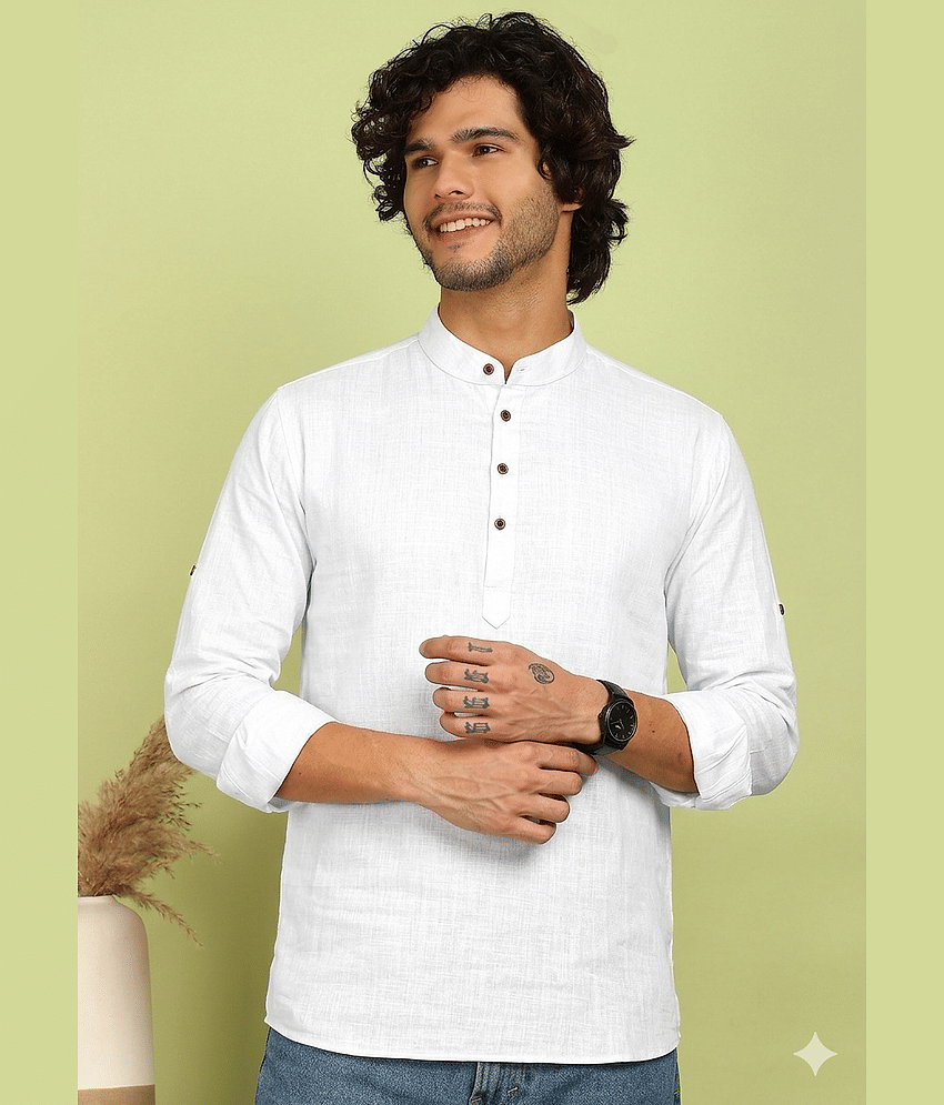 allan peter Cotton Plain Regular Kurta For Men ( White ) - Kurtas & Kurta Sets | Buy online on ZillyBuy