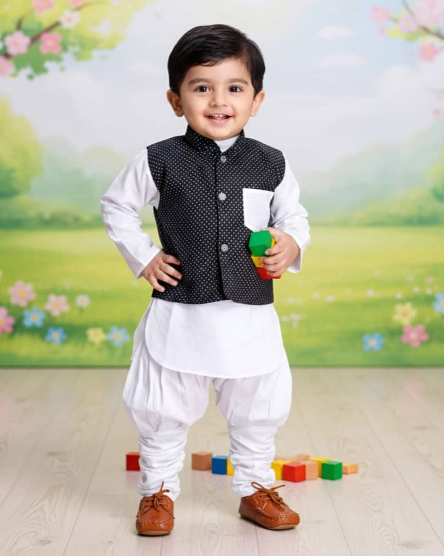 s muktar garments Baby Boys Cotton Blend Black Kurta Pyjama Set ( Pack of 1 ) - Kurtas & Kurta Sets | Buy online on ZillyBuy
