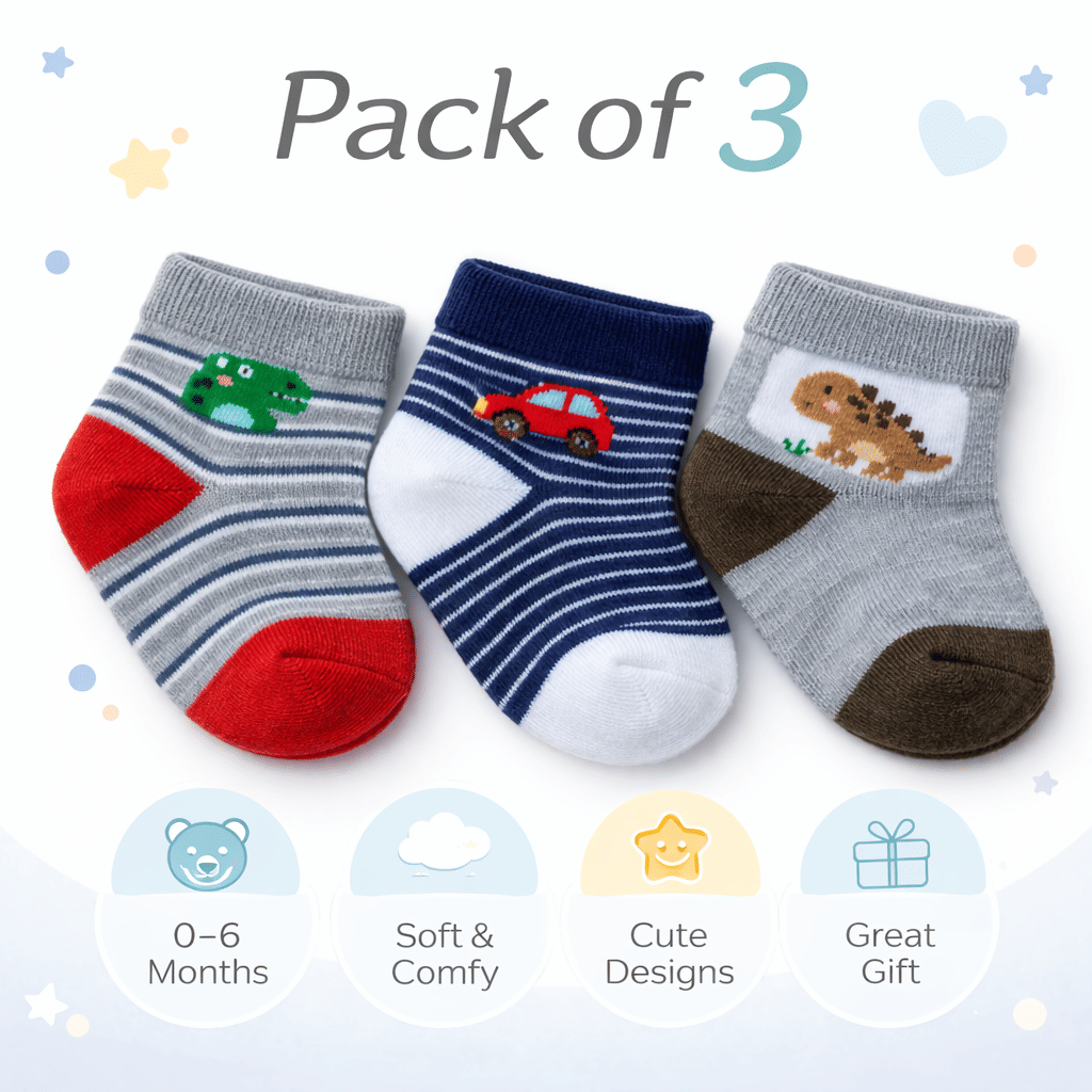 BBYARAJ Pack of 3 Baby Boys Polyester Ankle Length Socks ( Gold ) - Socks | Buy online on ZillyBuy