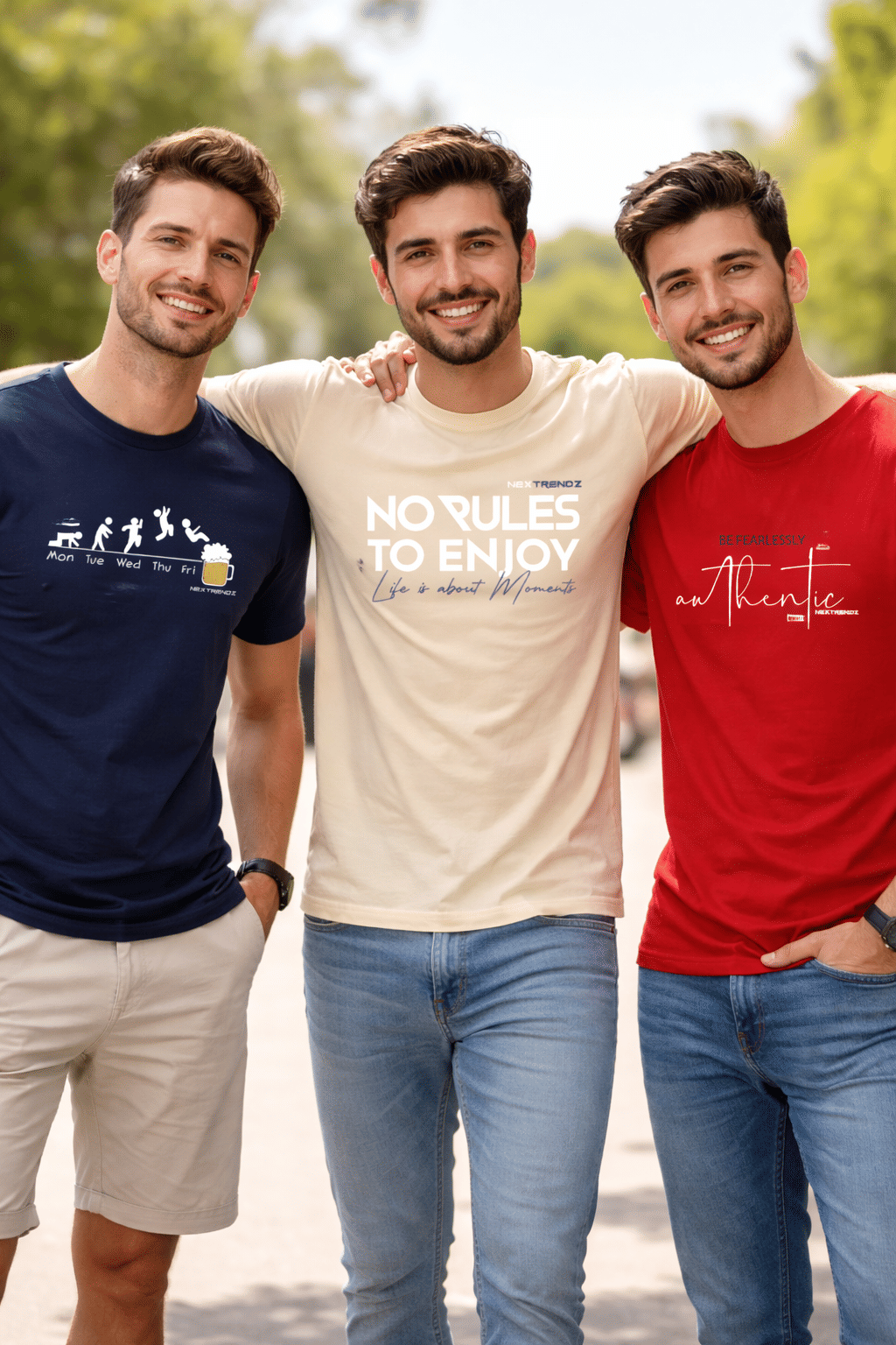 Buy INDROXY Men Cotton Oversized Printed T-Shirt (Multicolor, Pack of - Image 3
