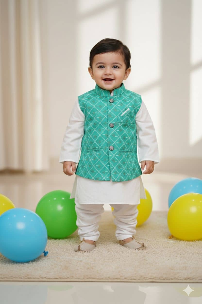 s muktar garments Baby Boys Cotton Blend Sky Blue Kurta Pyjama Set ( Pack of 1 ) - Kurtas & Kurta Sets | Buy online on ZillyBuy