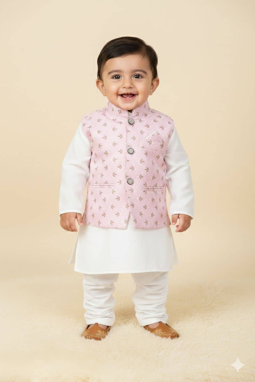 s muktar garments Baby Boys Cotton Blend Pink Kurta Pyjama Set ( Pack of 1 ) - Kurtas & Kurta Sets | Buy online on ZillyBuy