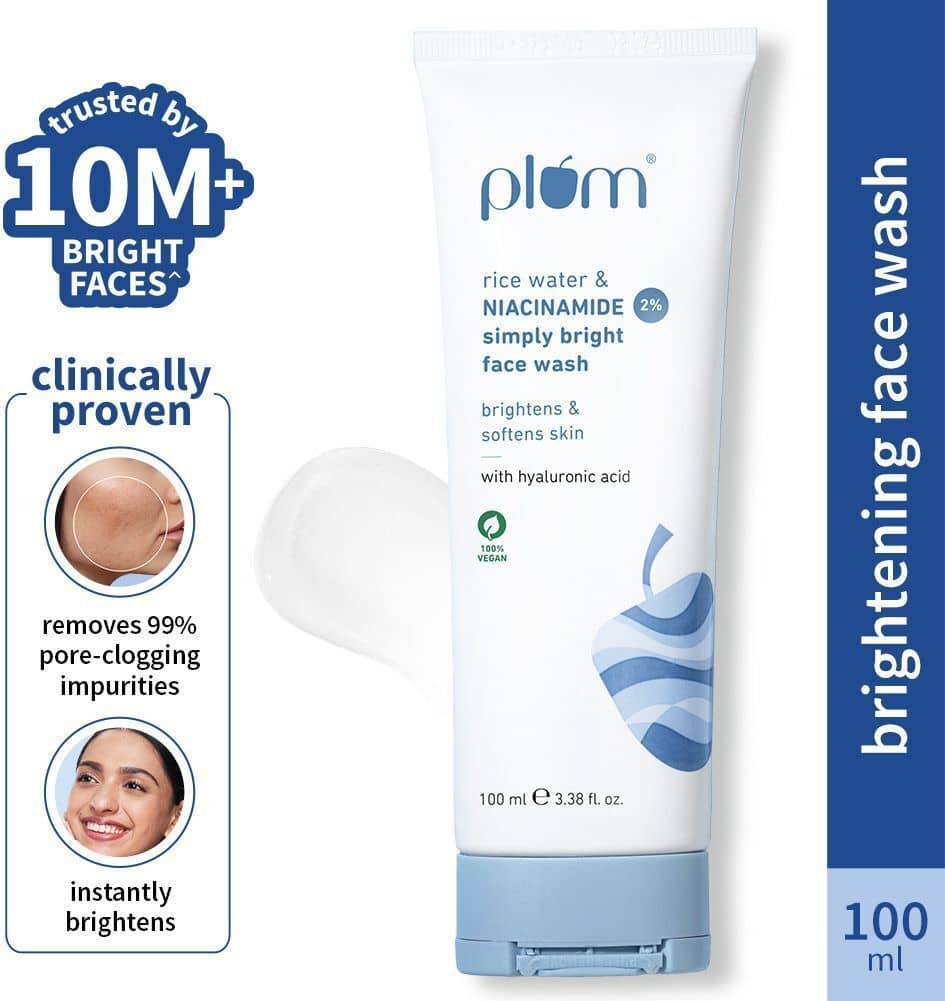 Plum 2% Niacinamide  With Rice Water For Bright, Soft Skin | Gentle, Non-drying Face Wash (100 ml)