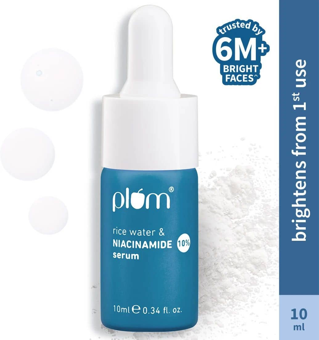 Plum 10% Niacinamide Brightening Face Serum with Rice Water|Brightens Skin from 1st Use|For All Skin Types (10 ml)