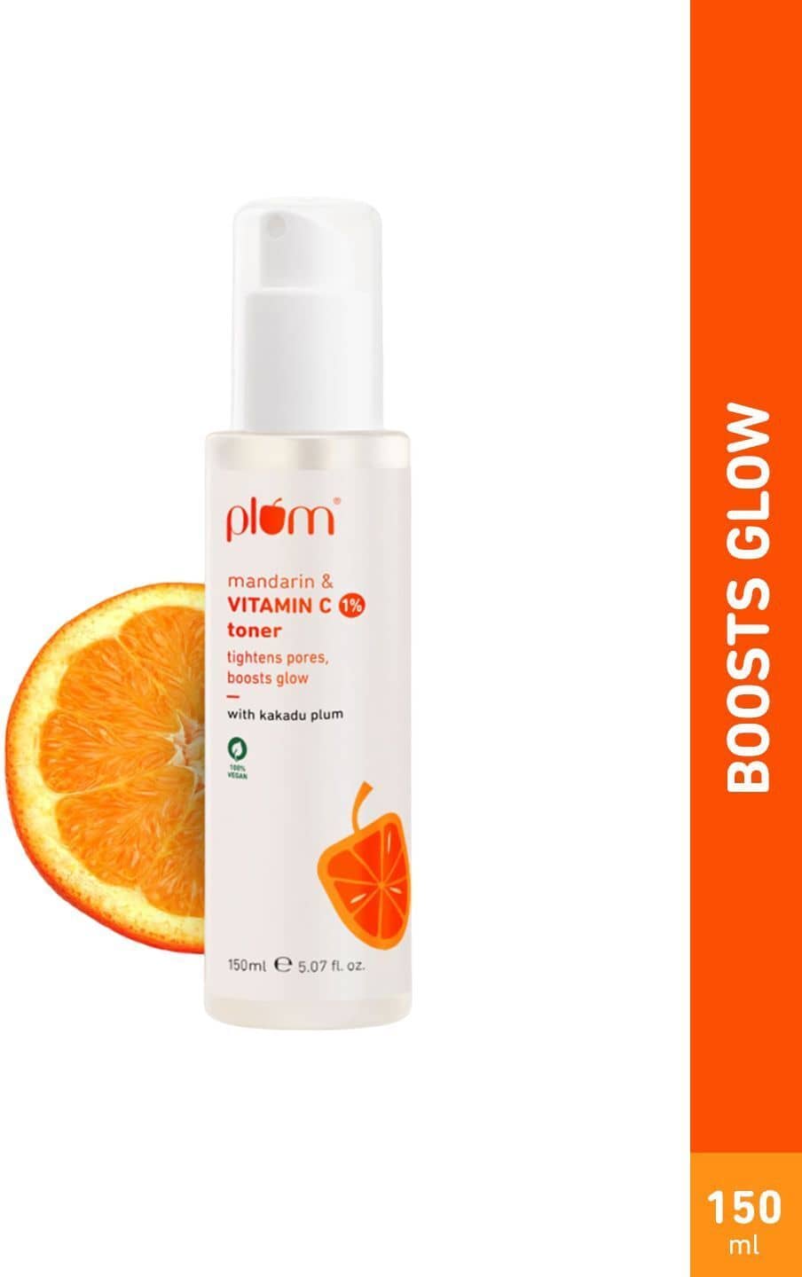 Plum 1% Vitamin C Toner with Mandarin for Glowing Skin | Boosts Glow | Tightens Pores Men & Women (150 ml)