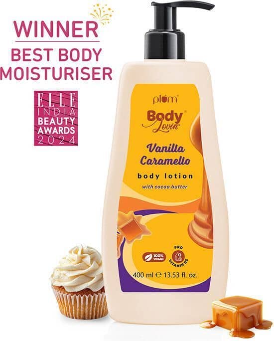 Plum BodyLovin' Vanilla Caramello Body Lotion with Cocoa Butter | Deep Moisturization (400 ml)