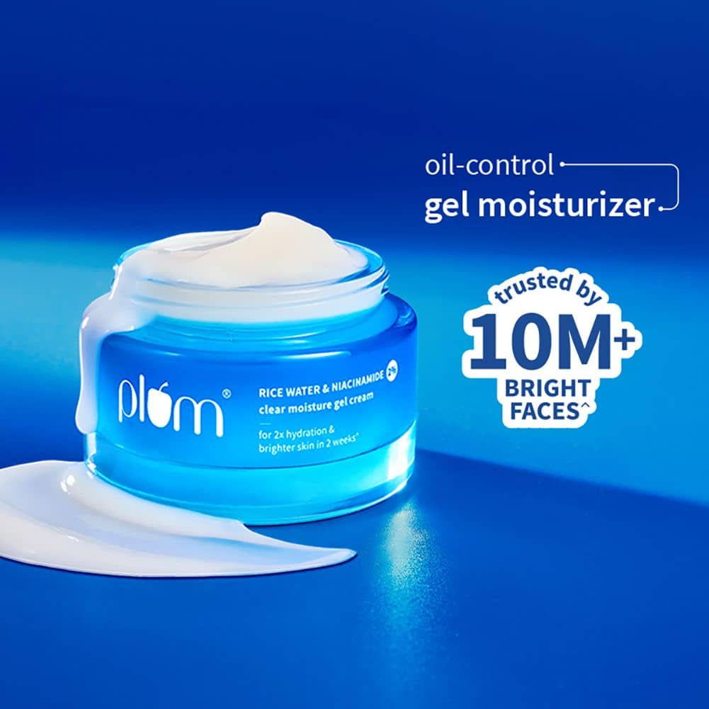 Plum 2% Niacinamide & Rice Water Gel Cream Moisturizer | Oil-free | Brightens skin (25 g)