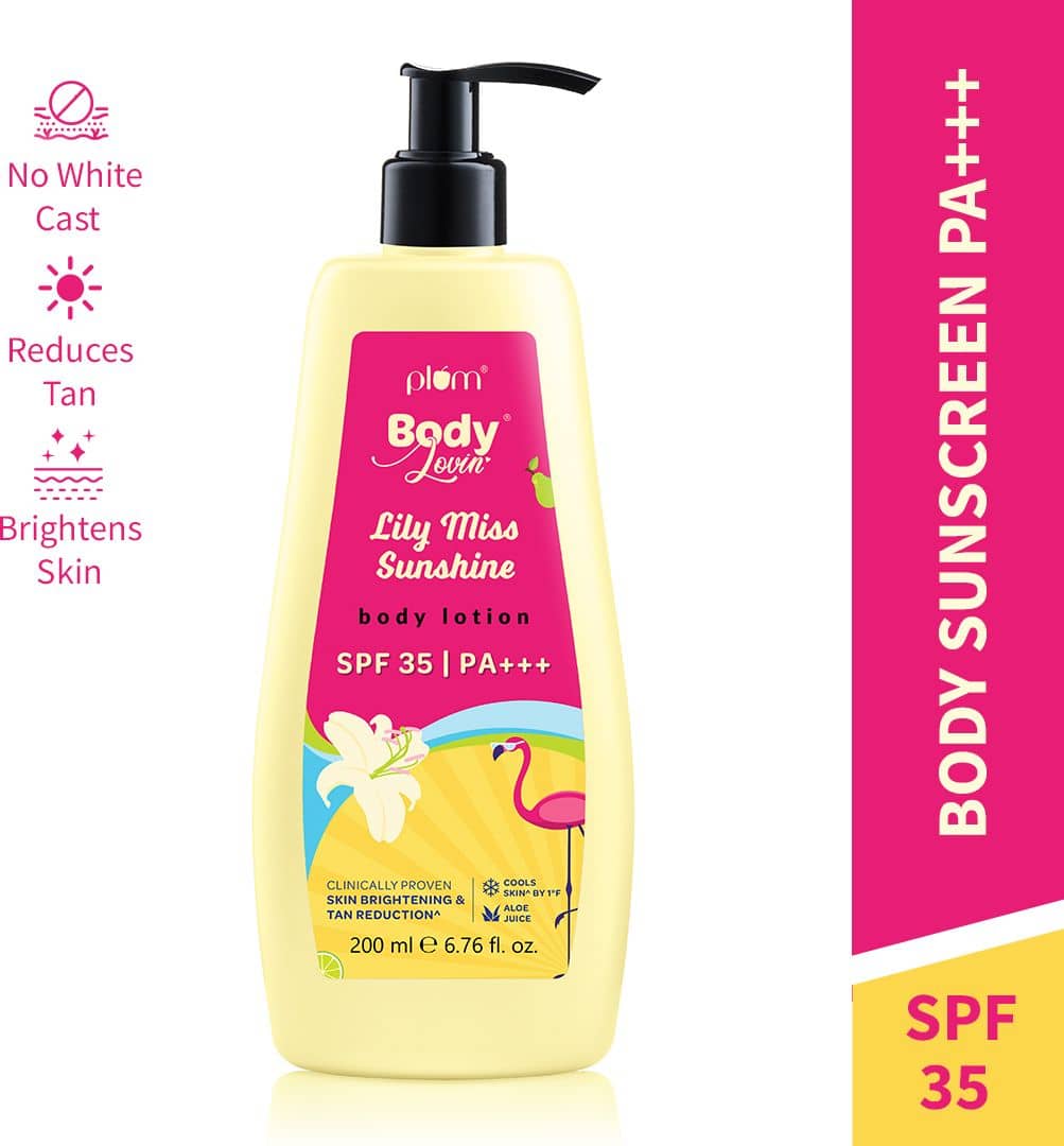 Plum Sunscreen - SPF SPF 35 PA+++ BodyLovin' Lily Miss Sunshine Body Lotion SPF 35 PA+++ - Brightens & Cools Skin (200 ml)