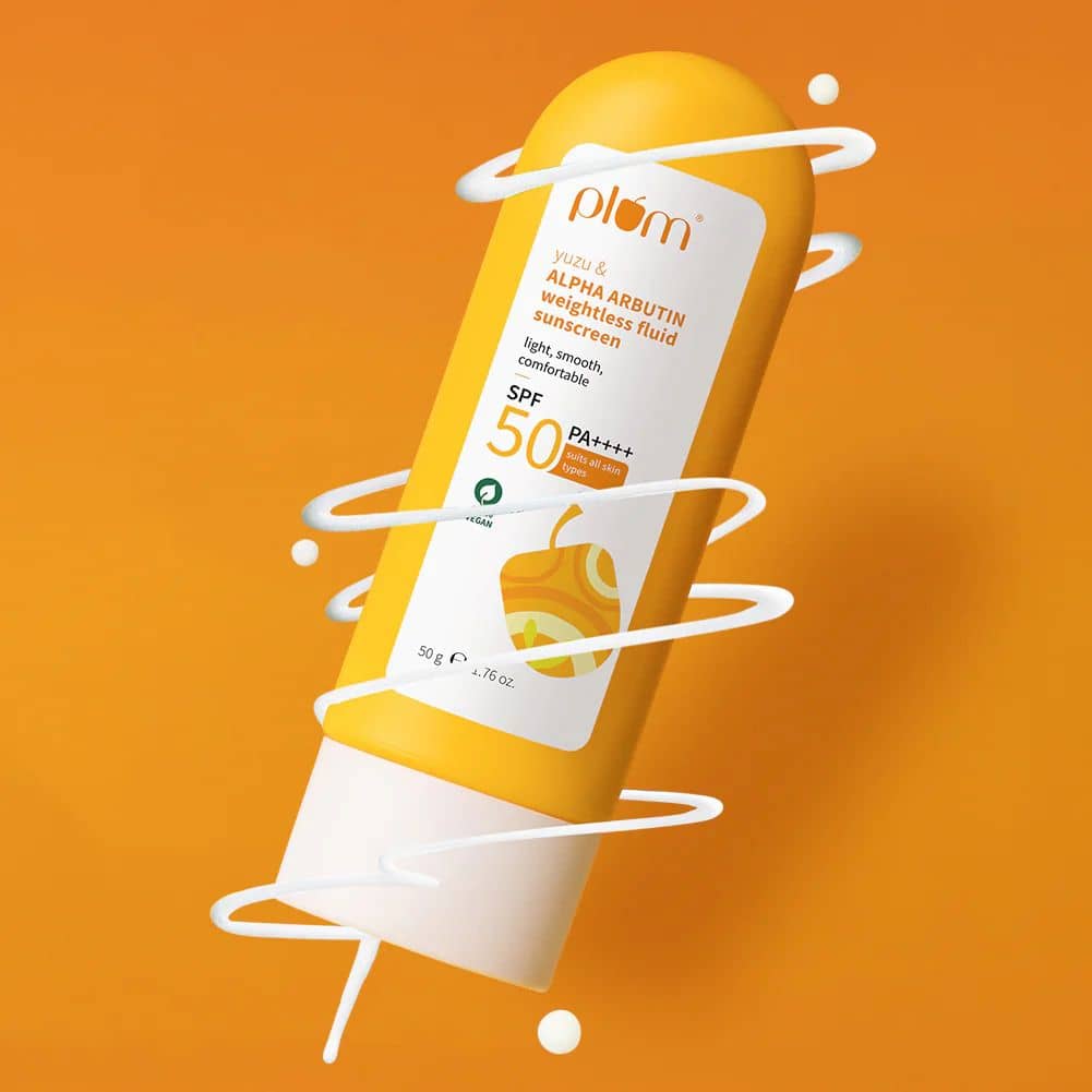 Plum Sunscreen - SPF 50 PA++++ Yuzu & Alpha Arbutin Weightless Fluid Sunscreen | Lightweight & Quick Absorbing (50 g)