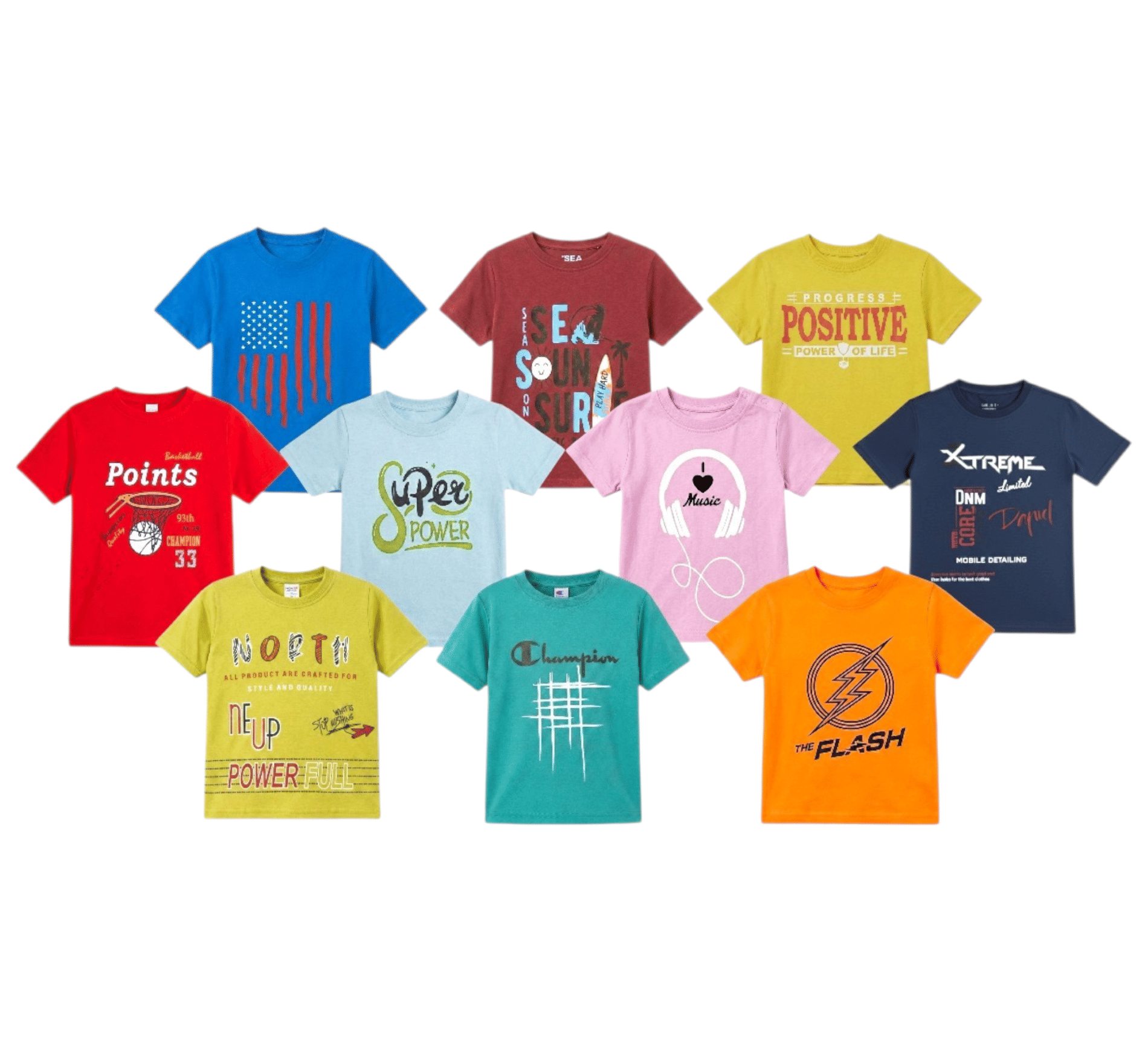 LEMONYFABRICS Pack of 10 Boys Cotton Blend T-Shirt ( Multicolor )