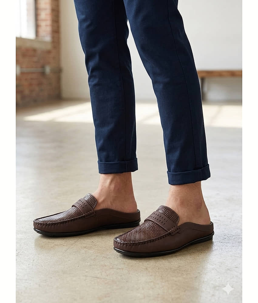 Sir Corbett SS26 Men's Casual Pu Mules Brown Men's Mules Shoes - Casual Shoes | Buy online on ZillyBuy