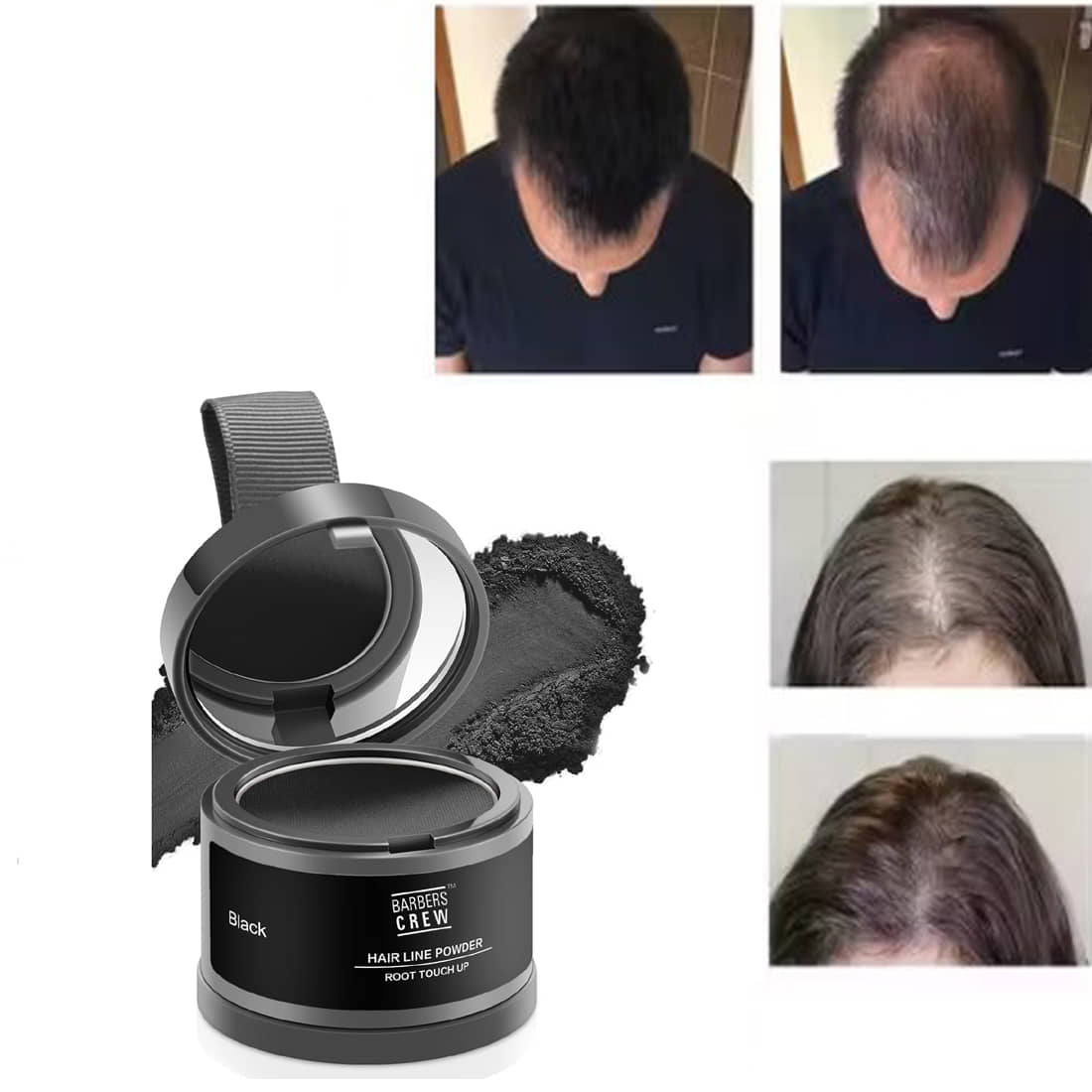 Barbers Crew Hair Line Powder Natural Temporary Hair Color 4 g Black