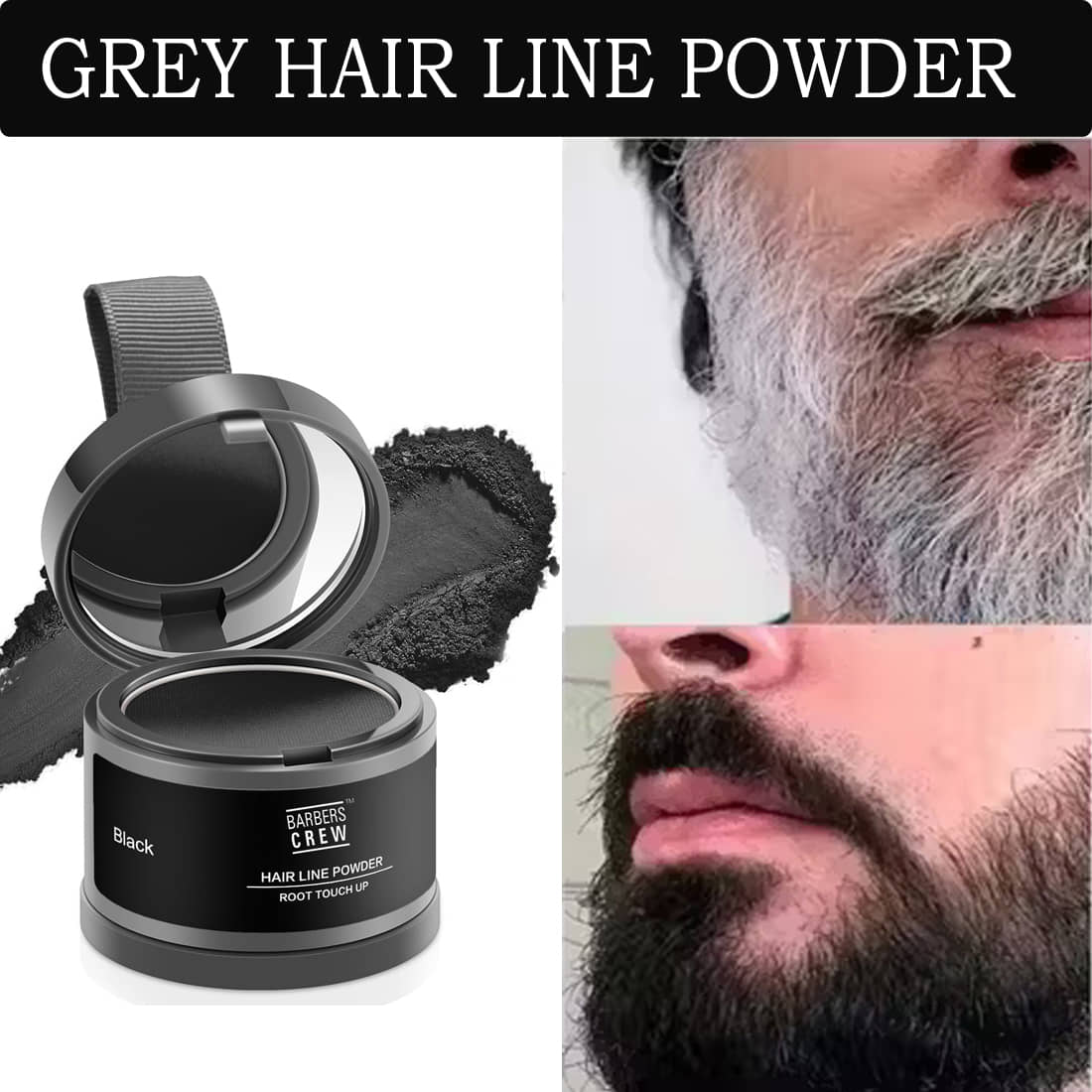 Barbers Crew Hair Line Powder Natural Temporary Hair Color 4 g Black