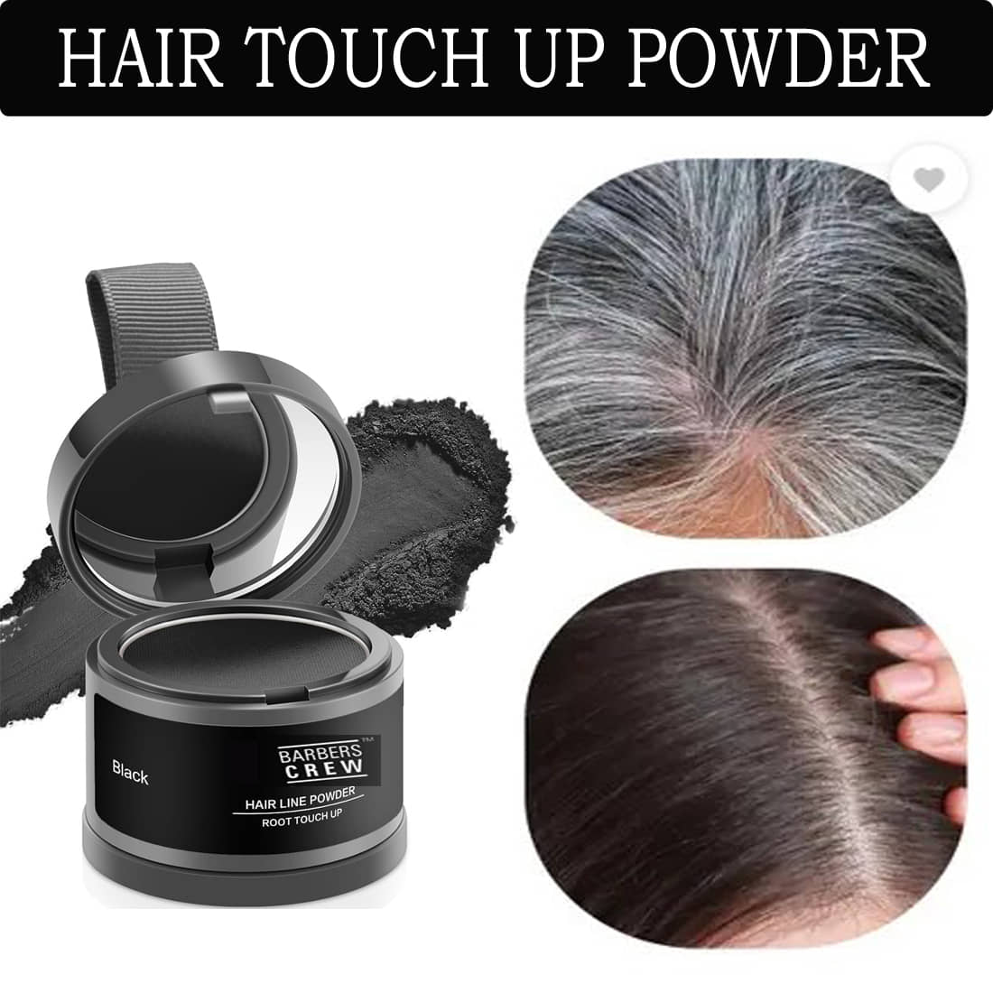 Barbers Crew Hair Line Powder Natural Temporary Hair Color 4 g Black