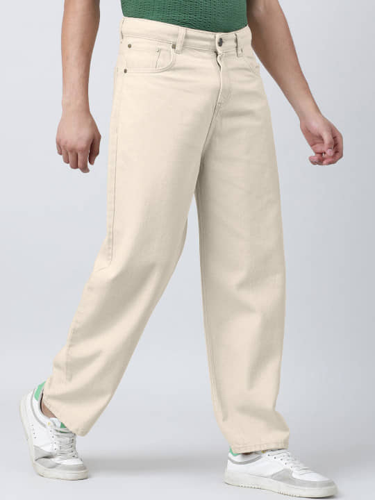 Bene Kleed Solid Men's Jeans - Off-White ( Pack of 1 ) - Jeans | Buy online on ZillyBuy