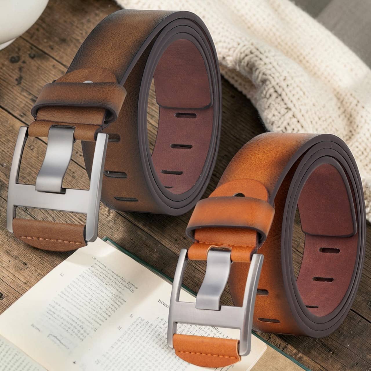 Kastner - Multi Faux Leather Men's Casual Belt ( Pack of 2 )