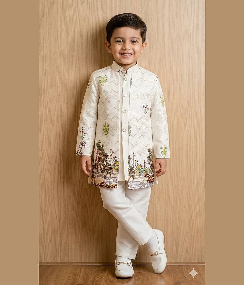 s muktar garments Baby Boys Silk Blend White Kurta Pyjama Set ( Pack of 1 ) - Kurtas & Kurta Sets | Buy online on ZillyBuy