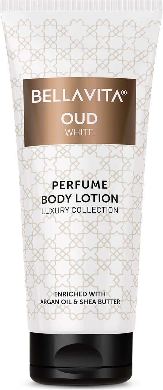 Bella Vita Luxury OUD WHITE Perfume Body Lotion for Nourishing, Hydrating, Soft, Supple,Healthy Skin with Argan Oil and Shea Butter 200 Ml