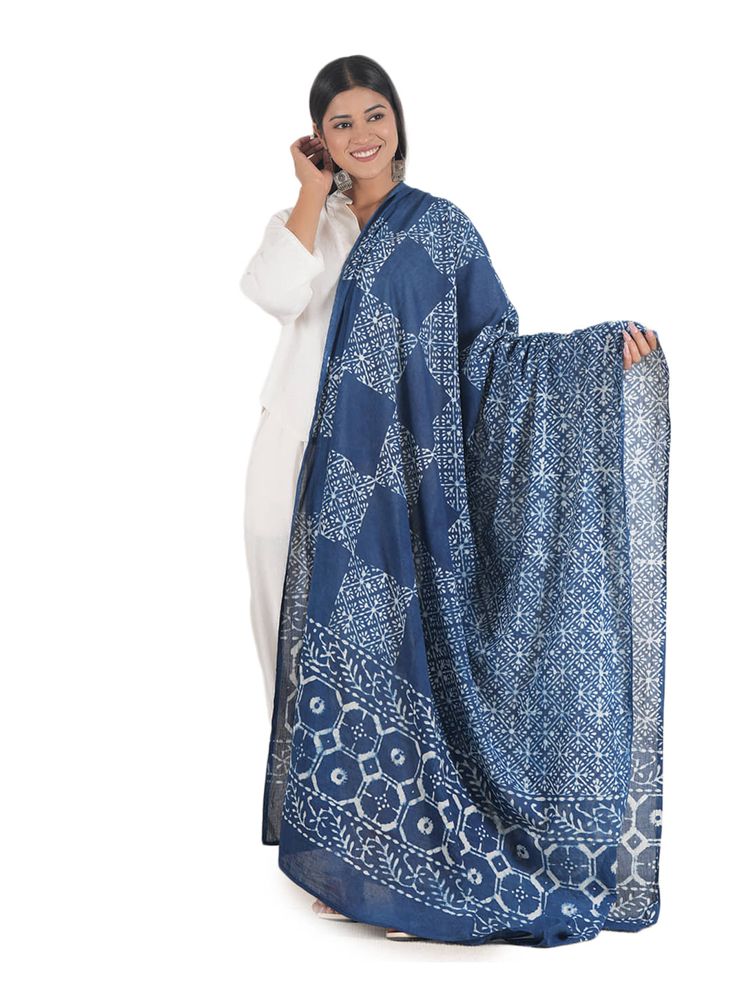 Style 98 Cotton Women Dupatta ( Blue , Pack of 1 ) - Dupattas & Shawls | Buy online on ZillyBuy