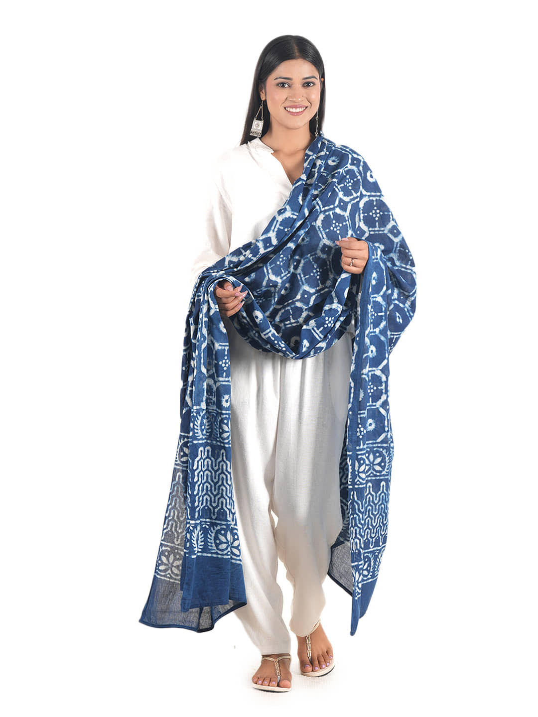Style 98 Cotton Women Dupatta ( Blue , Pack of 1 ) - Dupattas & Shawls | Buy online on ZillyBuy