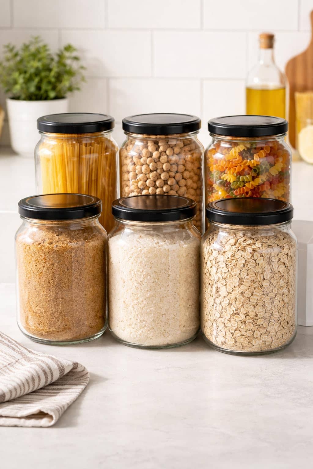 AFAST Food Storage Jar Glass Transparent Food Container ( Set Of 6 )