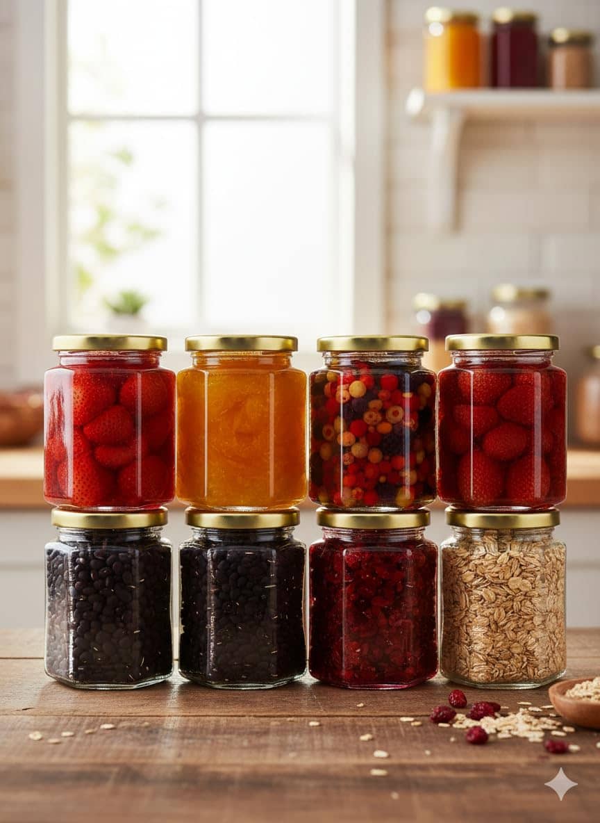 AFAST Food Storage Jar Glass Transparent Food Container ( Set Of 8 )