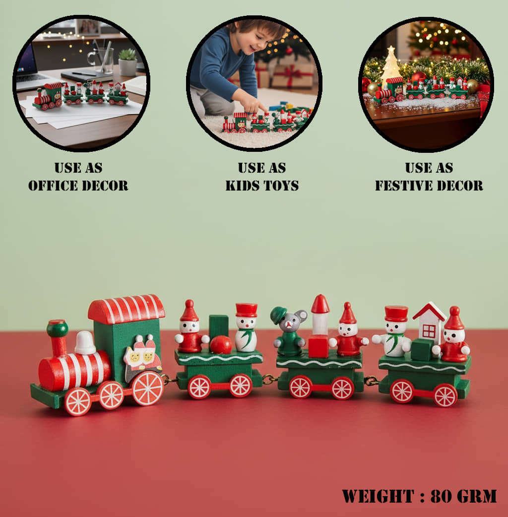 3Mads Pack Of 1 Wooden Christmas Train Toy Set