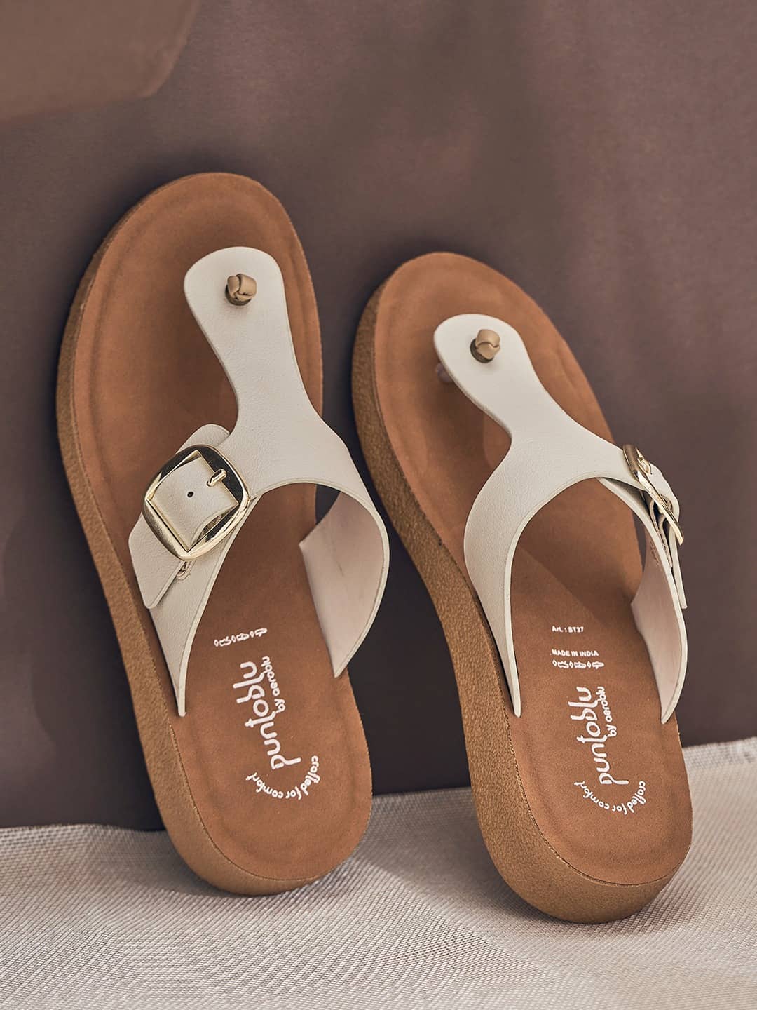 Puntoblu PUST27-BEIGE Beige Women's Open Toe Flats