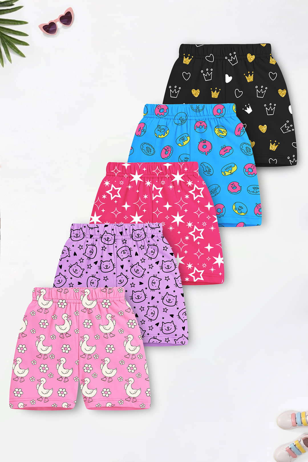 Trampoline Pack of 5 Girls Cotton Blend Shorts ( Multicolor ) - Shorts | Buy online on ZillyBuy