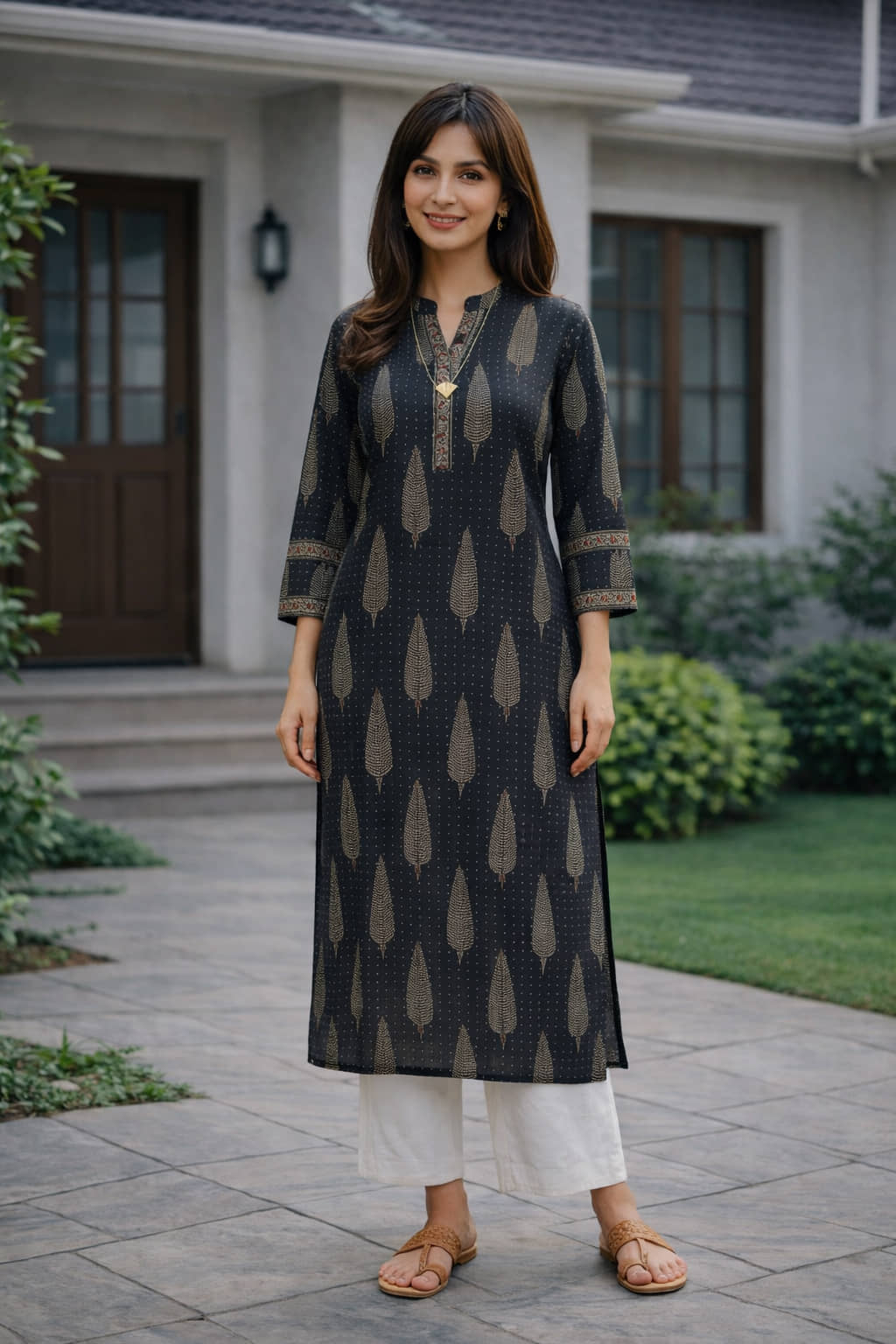 Rajnandini Women 100% Cotton Printed Straight Kurti ( Black ) - Kurtis, Tunics | Buy online on ZillyBuy