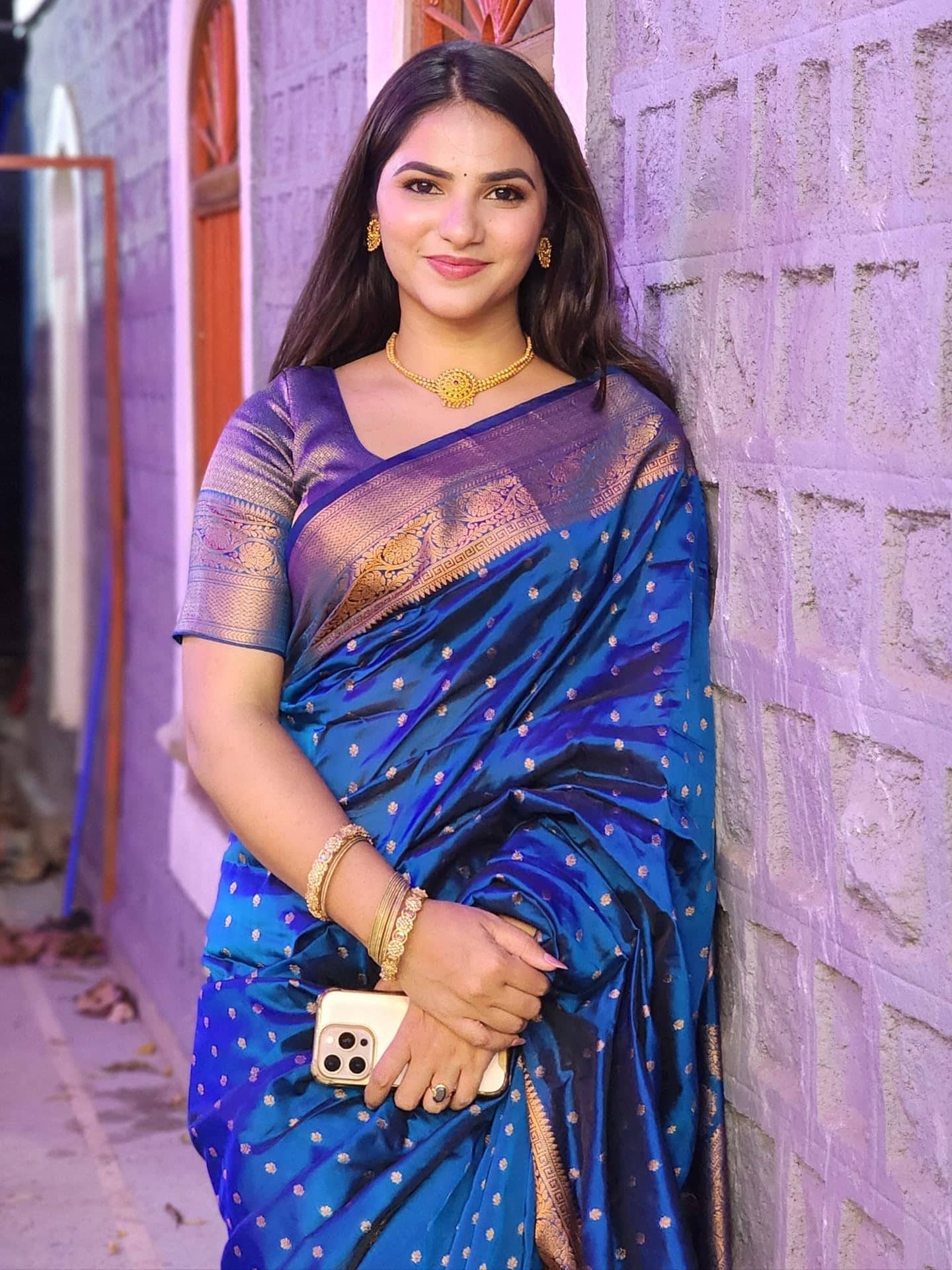Vastukala Silk Woven Design Banarasi saree With Unstitched Blouse Piece ( Blue ) - Sarees | Buy online on ZillyBuy