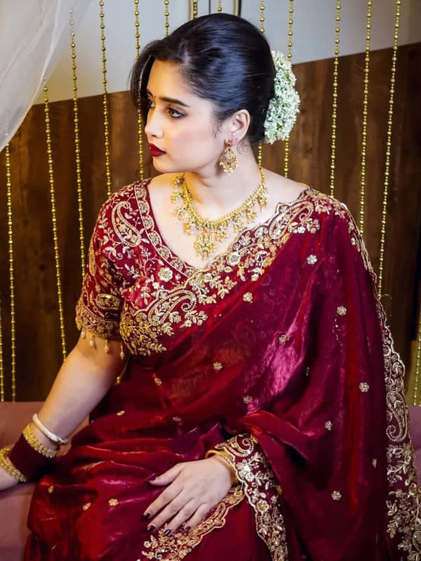 ofline selection Satin Embroidered Regular Saree With Unstitched Blouse Piece ( Maroon ) - Sarees | Buy online on ZillyBuy