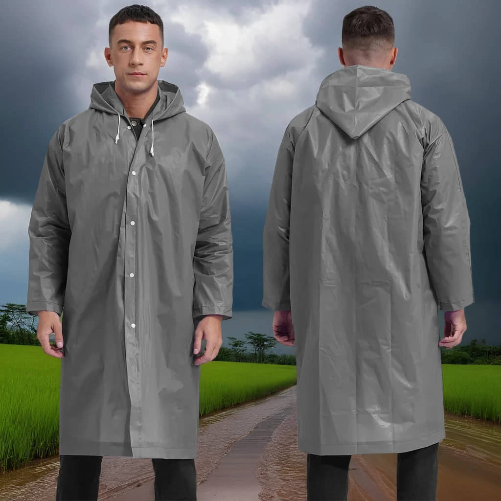 Infispace Grey Polyester Men's Short Raincoat ( Pack of 1 )