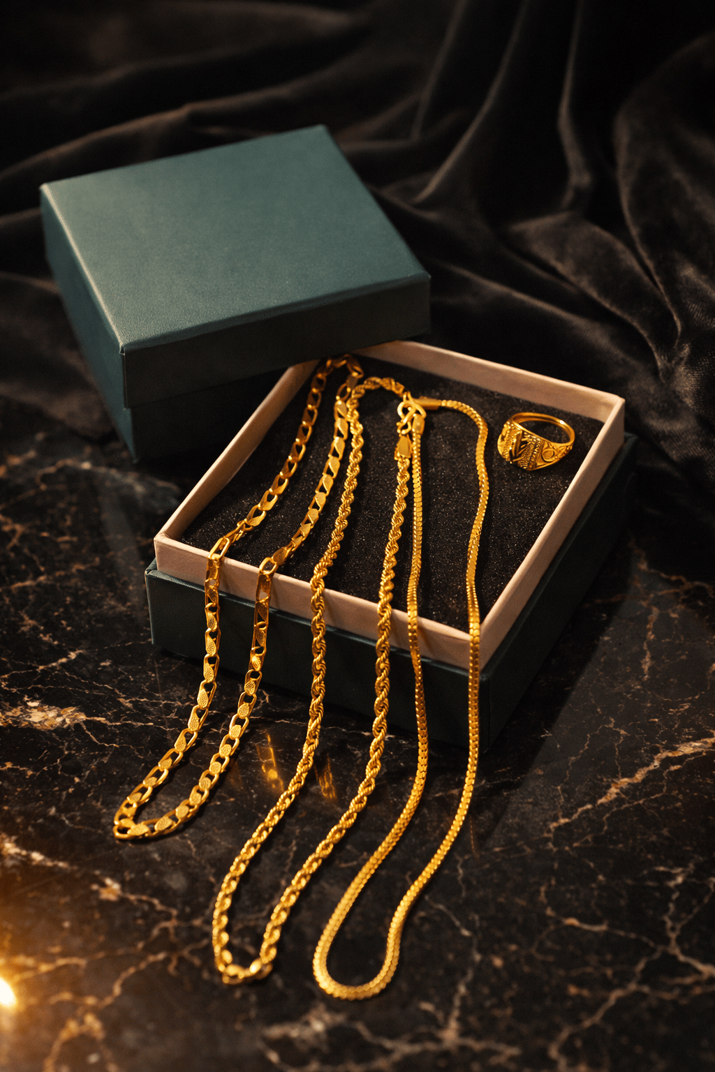 THMT Gold Plated Chains Combo ( Set of 4 )