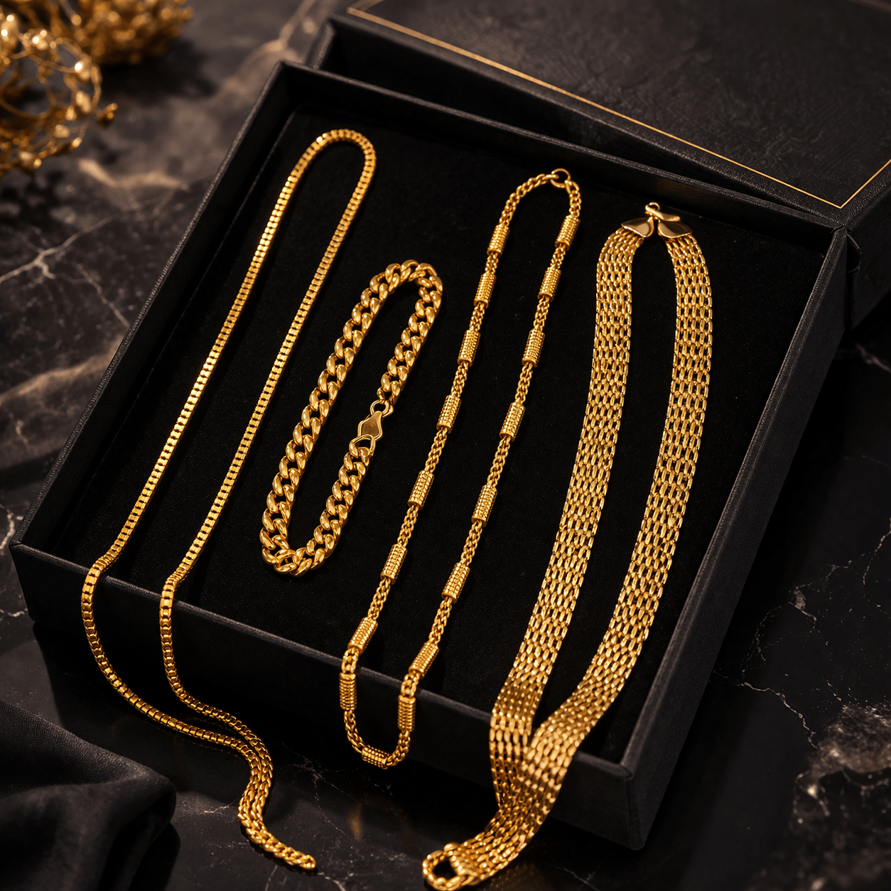 THMT Gold Plated Chains Combo ( Set of 4 )
