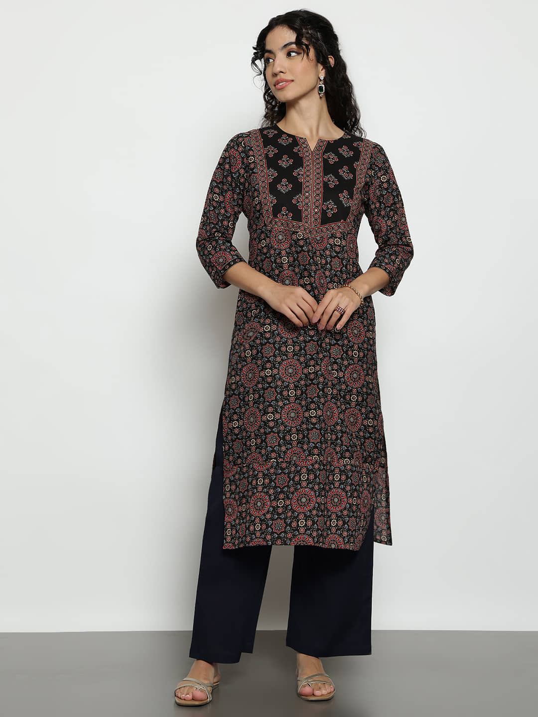 Vbuyz Women Cotton Printed Straight Kurti ( Aqua Blue ) - Kurtis, Tunics | Buy online on ZillyBuy