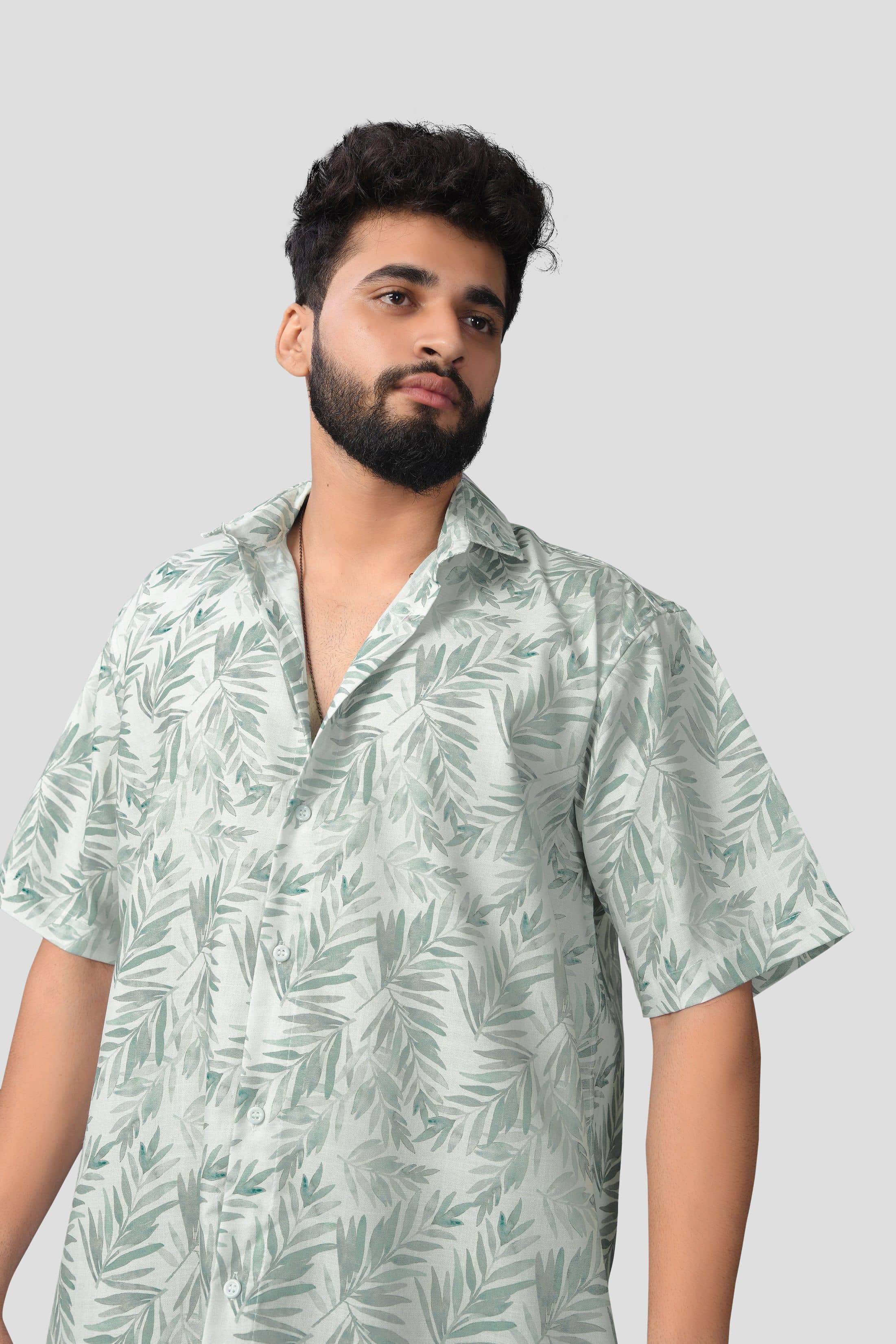BROWN BROTHERS Cotton Blend Regular Fit Printed Half Sleeves Men's Casual Shirt - Light Green ( Pack of 1 )