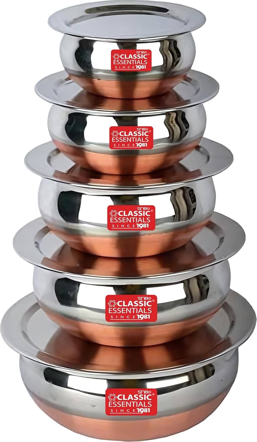 Classic Essentials Handi Set Non Coated Stainless Steel Handi Set Heavy Bottom with Steel Lid 20 cm Diameter 3.5 Ltr - Cookware | Buy online on ZillyBuy