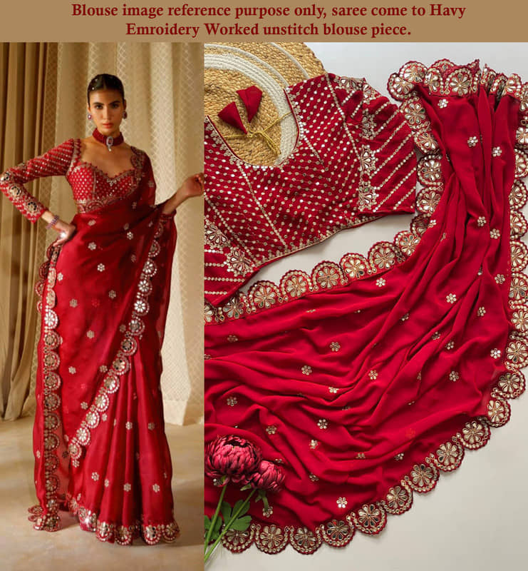 ofline selection Georgette Embroidered Regular Saree With Unstitched Blouse Piece ( Navy Blue ) - Sarees | Buy online on ZillyBuy