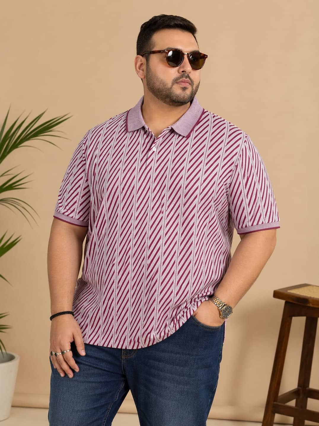 AUSTIVO Men Cotton Blend Regular Fit Printed Polo T Shirt ( Grey )