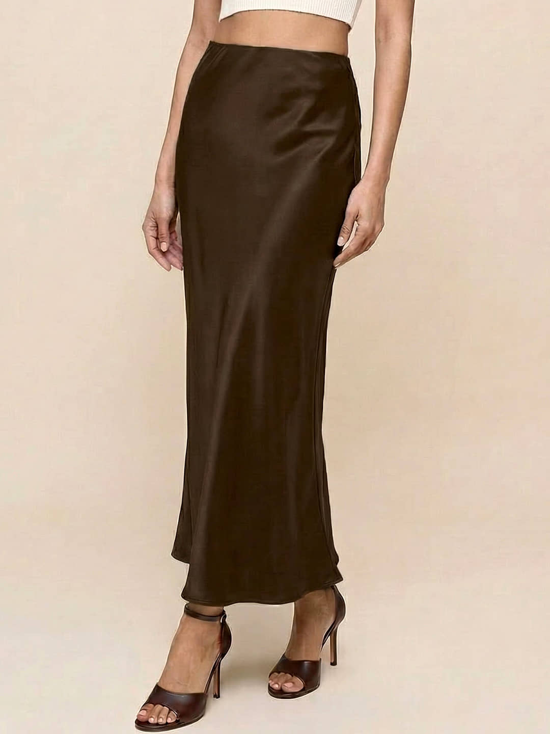 Addyvero Brown Satin Women's A-Line Skirt ( Pack of 1 )