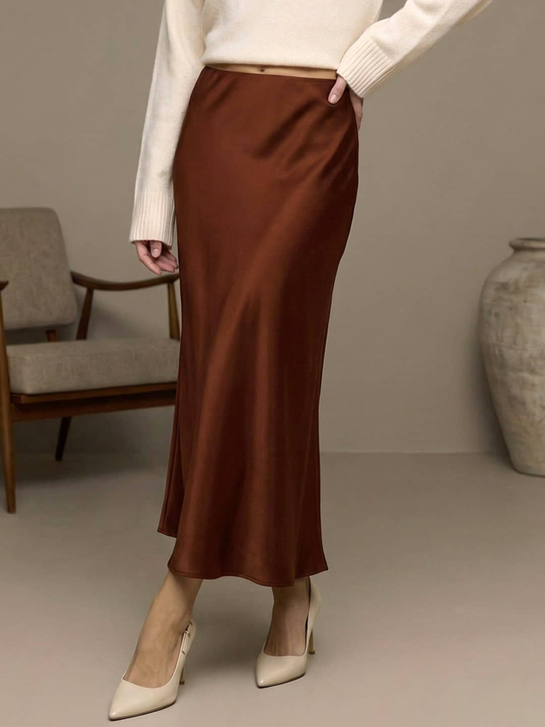 Addyvero Rust Satin Women's A-Line Skirt ( Pack of 1 )