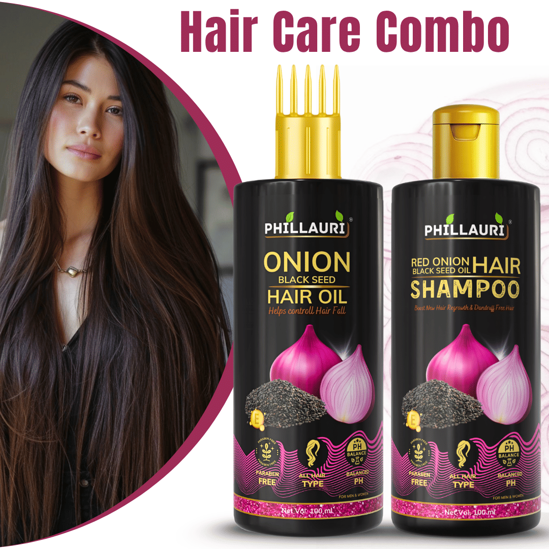 Red Onion Black Seed Complete Hair Combo | Hair Oil And Shampoo Combo | Smooth Hair Feel