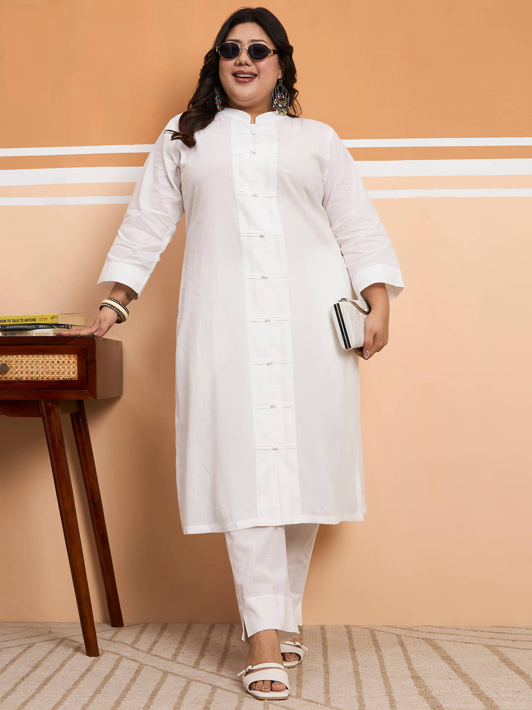 Tissu Women Cotton Solid Straight Kurti With Palazzo ( Yellow )