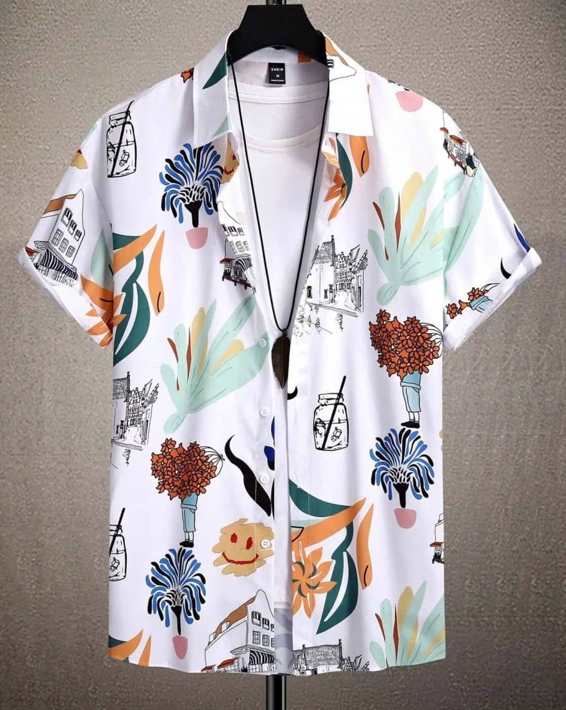 veniz Poly Cotton Regular Fit Self Design Half Sleeves Men's Casual Shirt - Multicolor 5 ( Pack of 1 )