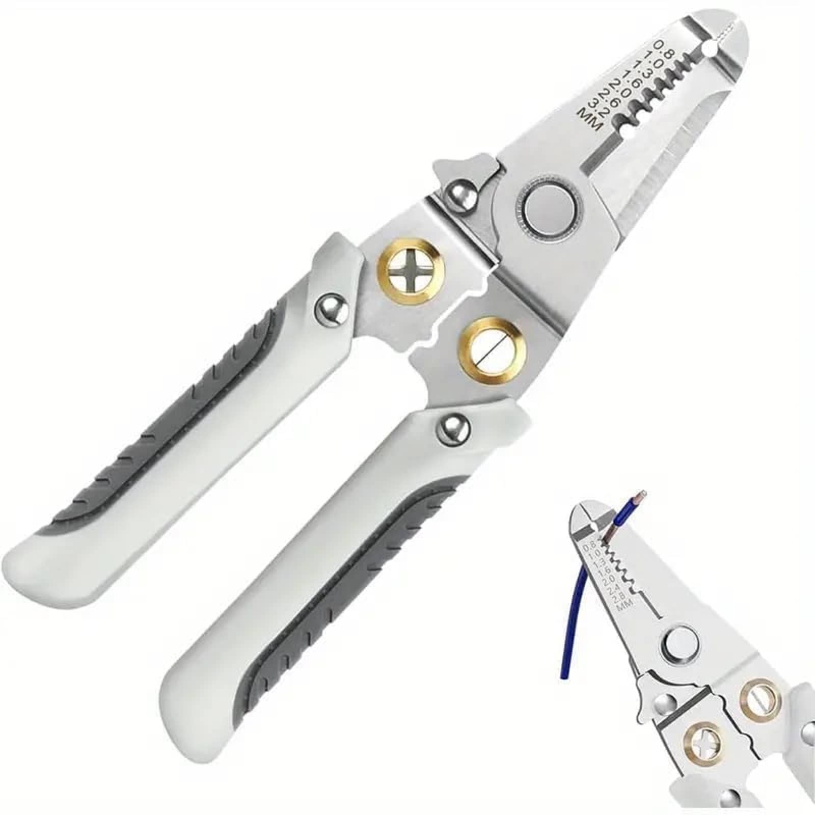 Multifunctional Wire Stripping Pliers for Electricians, 6 in 1 Stainless Steel Wire Stripper, Cutting, Crimping Precision Hand Tool for Electrical, Automotive, Cords & Cables