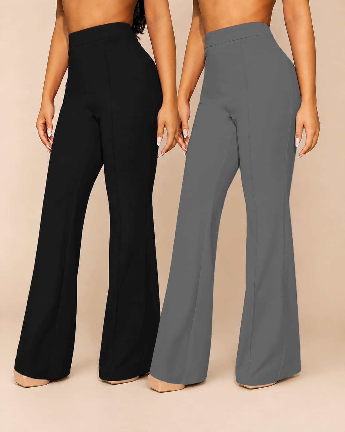 Qyaas Women Lycra Casual Trousers ( Dark Grey ) - Trousers | Buy online on ZillyBuy